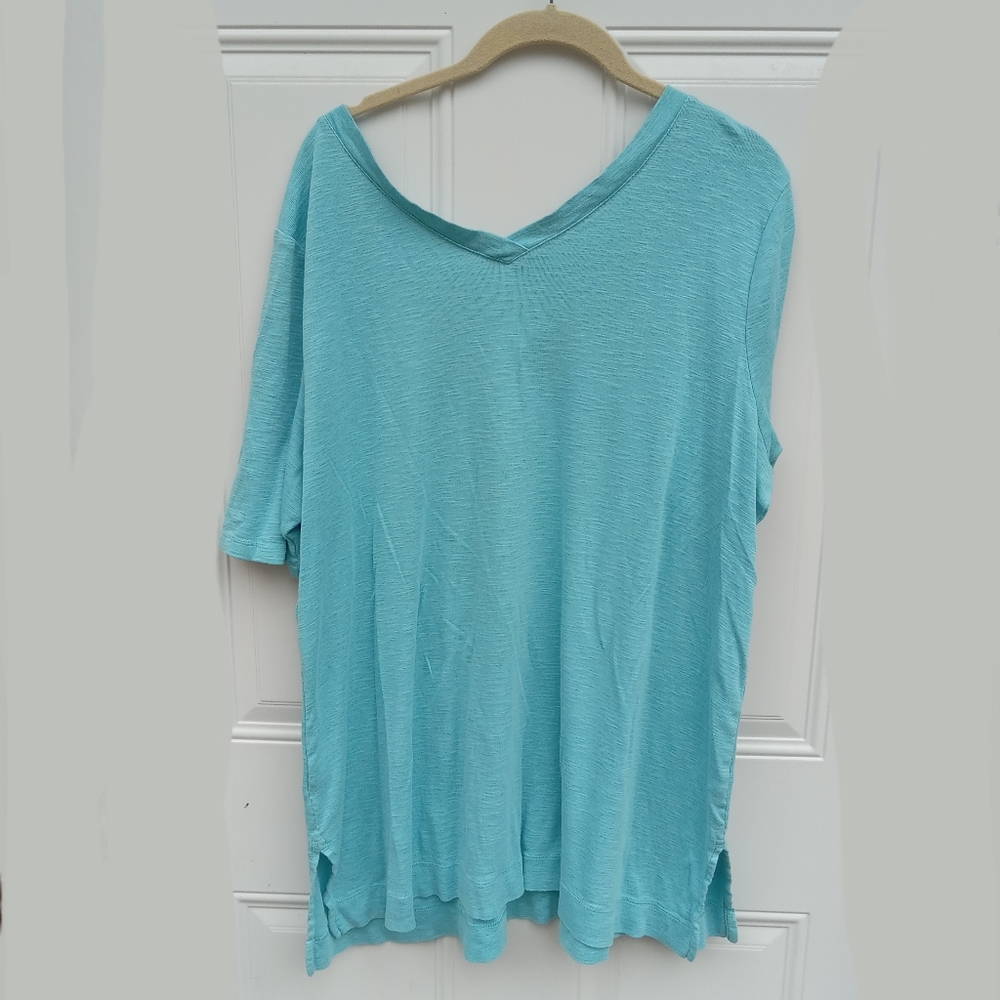 J. Jill Pima Cotton Double V-Neck Tunic Bundle Blue Pink Size XL Relaxed Fit - Picture 7 of 7